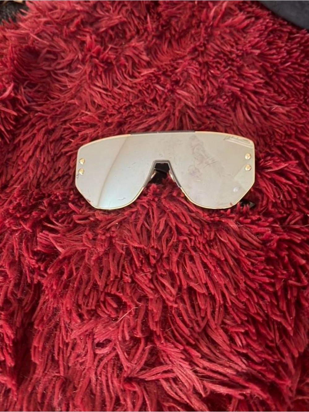 Dior Women's Silver Shield Sunglasses with Gold Accents